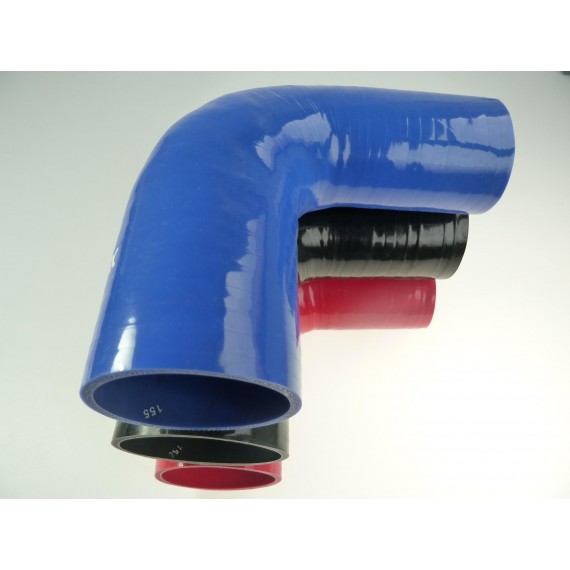 Silicone elbow reducer 90 deg 60 to 76 mm length 125 mm REDOX