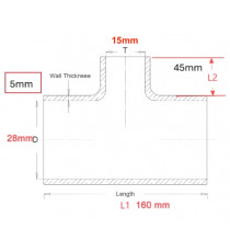 Mercedes Citaro Silicone Heater Hose - T-Junction D28/15/28mm L160mm - OEM Equivalent A0029977274