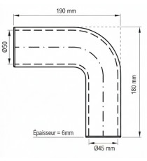 Silicone Hose 90° Elbow Ø45/50mm - 190x180mm - 4-Ply VMQ Reinforced