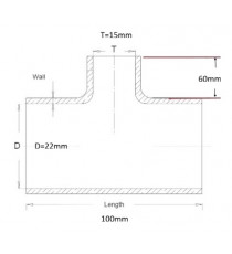 Silicone T-Piece Hose Ø22mm-Ø15mm - High Performance VMQ 3-Ply