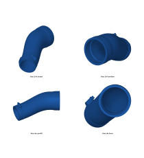 Hose according to drawing "CONDUIT 1" VMQ + inner FVMQ layer / Polyester reinforcement, 5 plies (6mm thickness), no logo