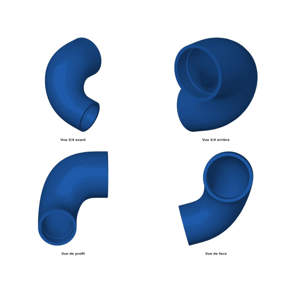 Hose according to drawing "CONDUIT 2" VMQ + inner FVMQ layer / Polyester reinforcement, 5 plies (6mm thickness), no logo