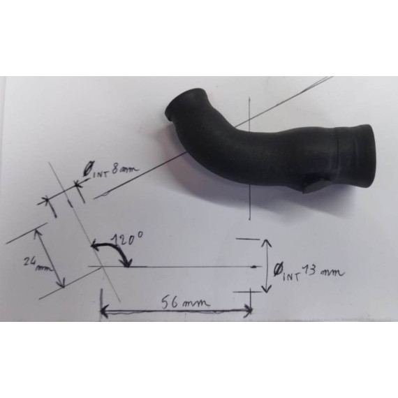 45° reducer elbow 8-13mm L 24x56mm VMQ / polyester 3-ply silicone 4mm black